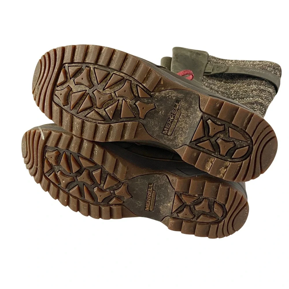 Merrell Eventyr Peak Waterproof Tall Leather Knit Boots‎ Womens 9.5 Bungee Cord